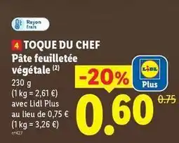 Lidl Chef - pâte feuilletée végétale offre