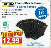 Norma Toptex - chaussettes de travail, 15 paires homme offre