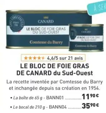 Le bloc de foie gras de canard du sud ouest