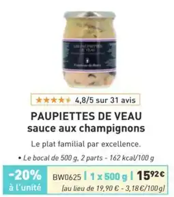 Comtesse du Barry Les Paupiettes de Veau offre