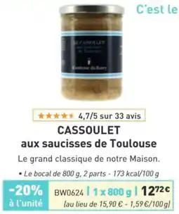 Comtesse du Barry Comtesse du Barry Cassoulet aux saucisses de Toulouse offre