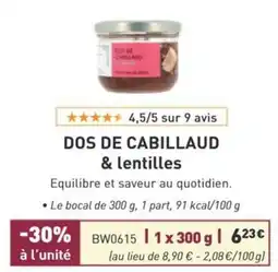 Comtesse du Barry DOS DE CABILLAUD & lentilles offre
