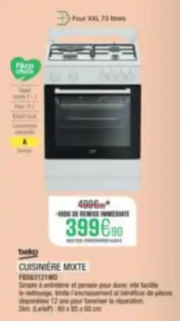 Extra Beko Cuisinière mixte offre