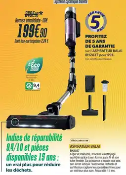 Proxi Confort Rowenta Aspirateur balai RH2037 offre