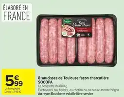 Carrefour Socopa - 8 saucisses de toulouse façon charcutière offre