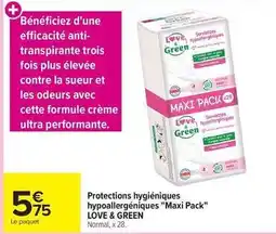 Carrefour Love & green - protections hygiéniques hypoallergéniques maxi pack offre