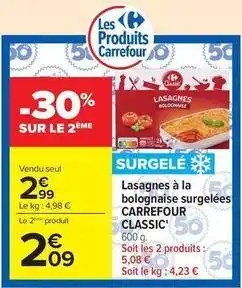 Carrefour Market Carrefour - lasagnes à la bolognaise surgelées classic offre