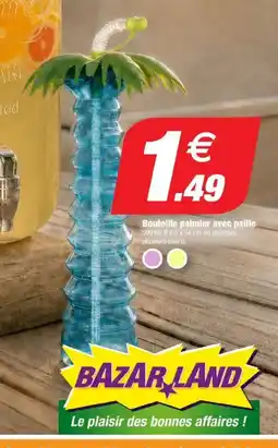 Bazarland Bouteille palmier avec paille offre