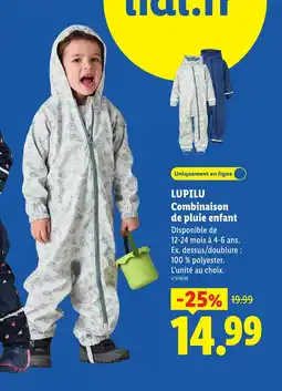 Lidl Lupilu combinaison de pluie enfant offre