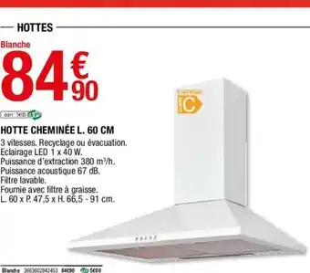 Brico Dépôt Hotte Cheminée L60cm offre