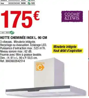 Brico Dépôt Hotte Cheminée Inox L90cm offre