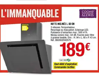 Brico Dépôt Hotte Inclinée L60cm offre