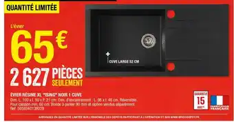 Brico Dépôt Évier Résine XL Ising Noir 1 Cuve offre