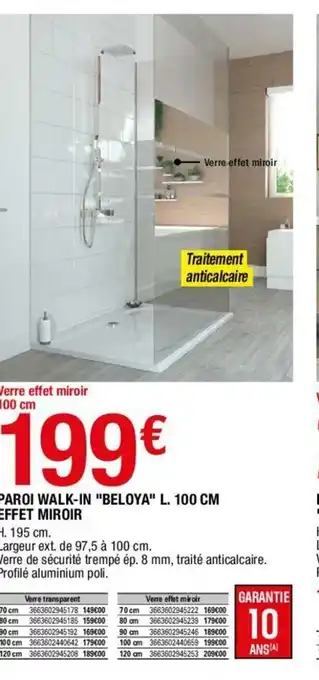 Brico Dépôt Paroi Walk-In Beloya L100cm offre