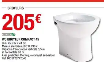 Brico Dépôt WC Broyeur Compact 45 offre