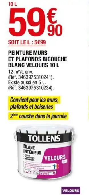 Brico Dépôt Peinture murs et plafonds bicouche blanc velours 10 L offre