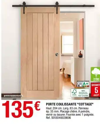 Brico Dépôt Porte coulissante "Cottage" offre