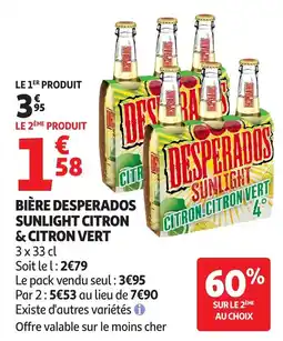 Auchan Direct Desperados bière sunlight citron & citron vert offre
