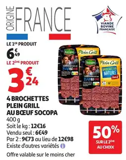 Auchan Direct Socopa 4 Brochettes plein grill au boeuf offre