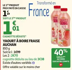 Auchan Direct Yaourt à boire fraise Auchan offre