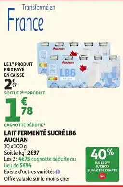 Auchan Direct Auchan LAIT FERMENTÉ SUCRÉ LB6 offre
