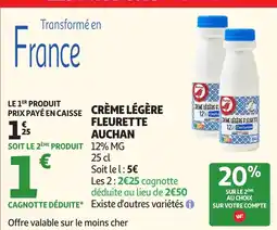Auchan Direct Auchan Crème légère fleurette offre