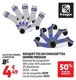 Auchan Direct FREEGUN Socquettes ou chaussettes homme offre
