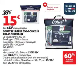 Auchan Direct Colas Normand Couette légère éco-douceur offre