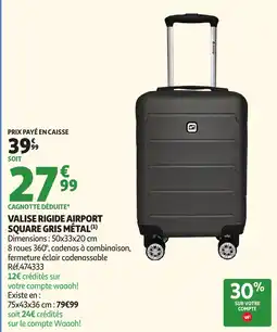 Auchan Direct Airport Valise rigide square gris métal offre