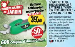 Outiror Secateur electrique outiroir a batterie lithium-ion rechargeable 7.2 volts offre