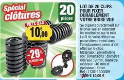 Outiror Lot de 20 clips pour fixer durablement votre brise vue offre