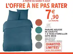 Intermarché Cote deco parure housse de couette + 2 taies d'oreiller offre