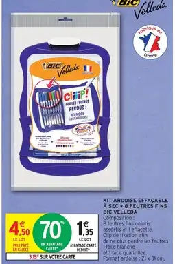 Intermarché Express Bic kit ardoise effaçableà sec + 8 feutres finsbic velleda offre