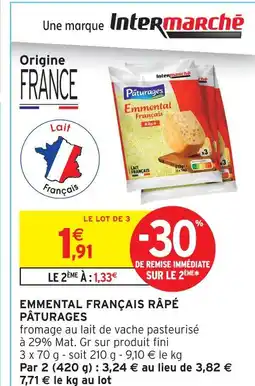 Intermarché Pâturages emmental français râpé offre