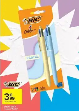 Carrefour Drive Bic - 2 stylos bille 4 couleurs plast offre
