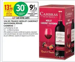 Intermarché Cambras vin de france merlot cabernet sauvignon rouge offre