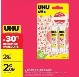 Carrefour Drive Uhu - 2 bâtons de colle kawaii offre
