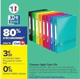 Carrefour Drive Oxford - classeur rigide color life offre