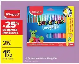 Carrefour Drive Maped - 18 feutres de dessin long life offre
