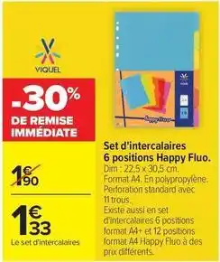 Carrefour Drive Viquel - set d'intercataires 6 positions happy fluo offre
