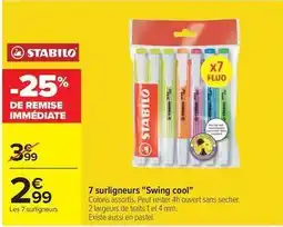Carrefour Drive Stabilo - 7 surligneurs swing cool offre