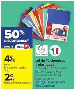 Carrefour - lot de 10 chemises à élastiques