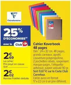 Carrefour Drive Carrefour - cahier koverbook 48 pages offre