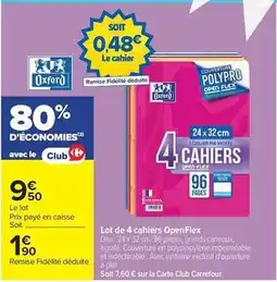 Carrefour Drive Oxford - lot de 4 cahiers offre