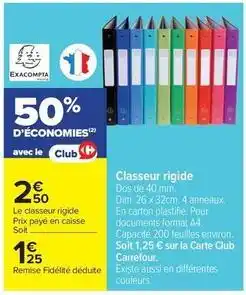 Carrefour Drive Exacompta - classeur rigide offre