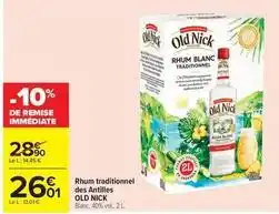 Carrefour Drive Old nick - rhum traditionnel des antilles offre