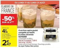 Carrefour Drive Guyader - 4 verrines apéro poulet courgette au basilic & crème citronnée offre
