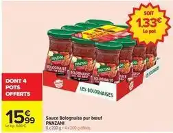 Carrefour Drive Panzani - sauce bolognaise pur boeuf offre