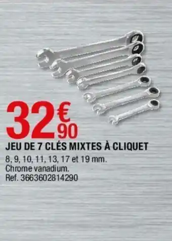 Brico Dépôt Jeu de 7 clés mixtes à Cliquet offre