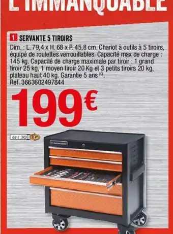 Brico Dépôt Servante 5 tiroirs offre